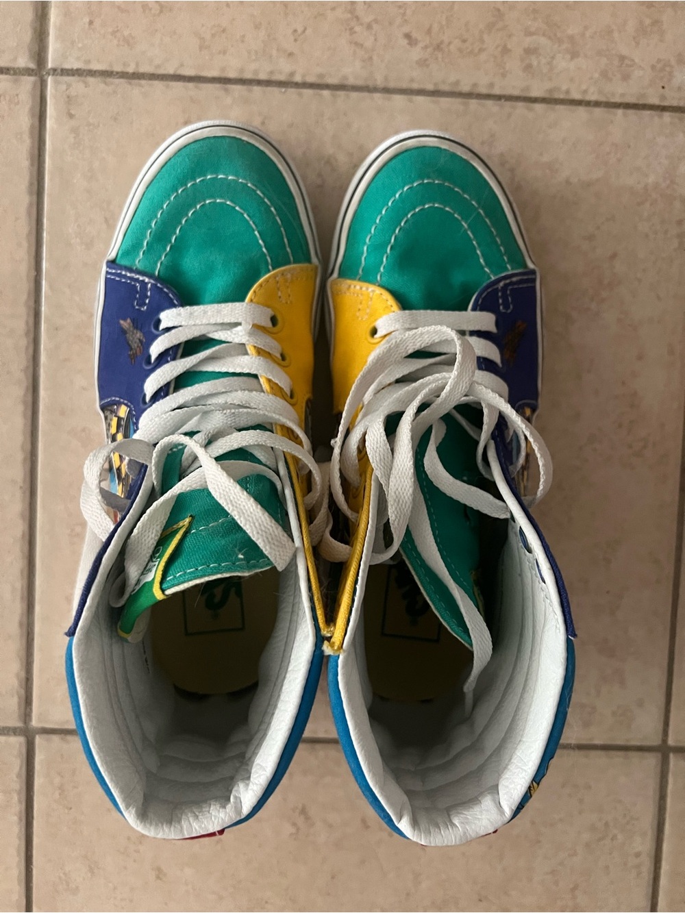 Vans Sesame Street High-Top Sneakers in Teal, Yellow & Blue
